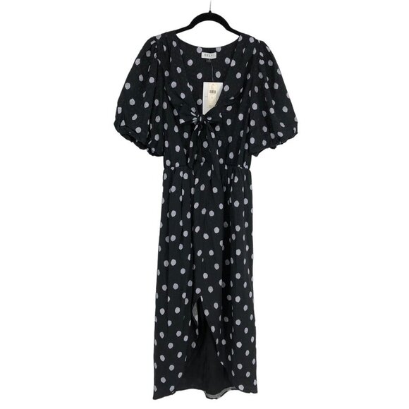 BNWT  Delfi Collective x Anthropologie Black & White Polka Dot Midi Dress S - Picture 2 of 16
